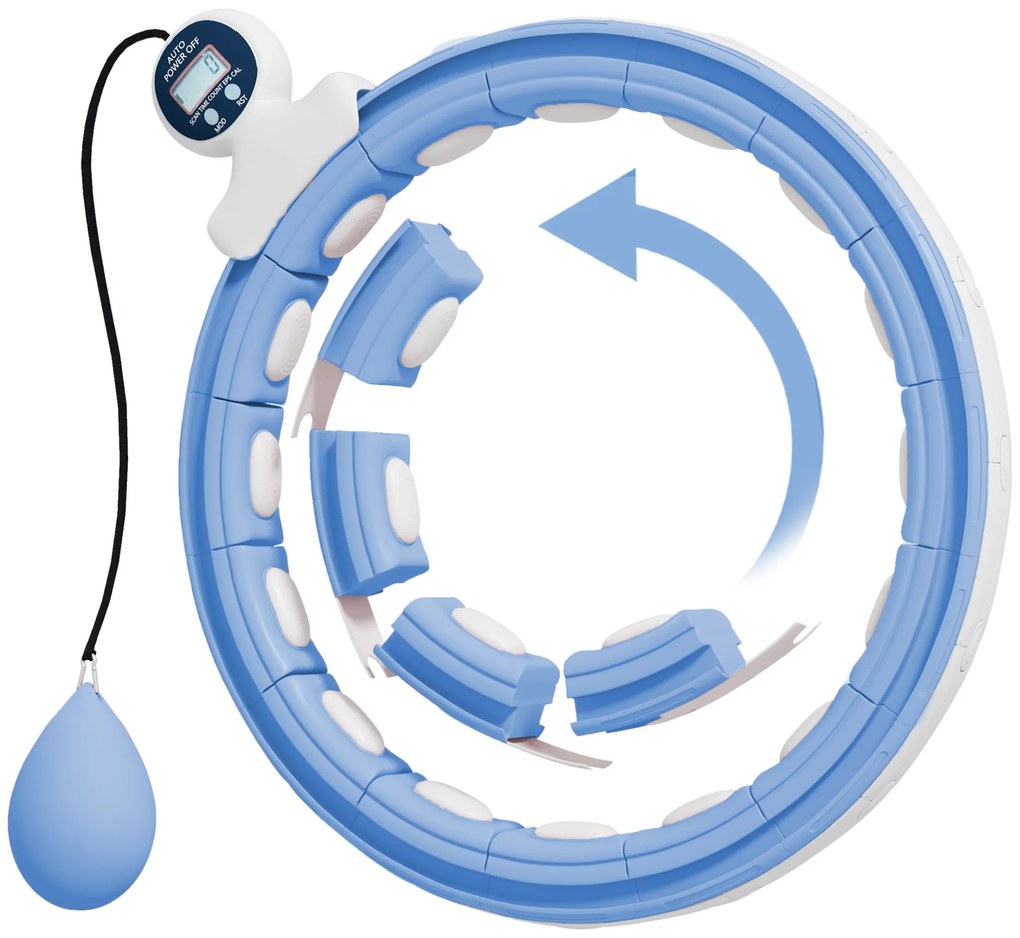 Sportnow Hula Hoop Aro com Picos de Massagem Ajustável de 76-113 cm de Circunferência da Cintura 16 Segmentos Removíveis Azul Claro | Aosom Portugal