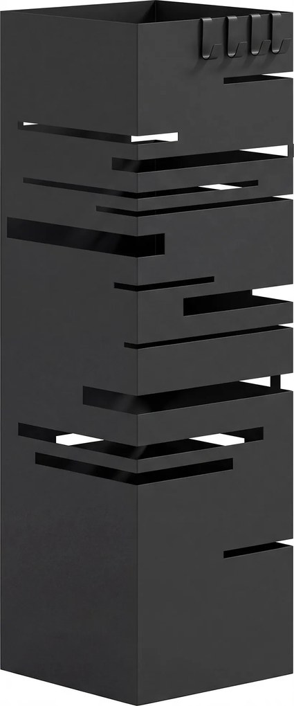 HOMCOM Suporte para Guarda Chuva Metálico com 4 Ganchos e Bandeja de Recolha de Gotas Removível  15,5x15,5x49 cm Branco | Aosom Portugal