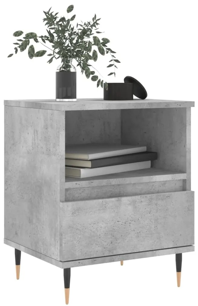 Mesa de cabeceira 40x35x50cm derivados madeira cinzento cimento