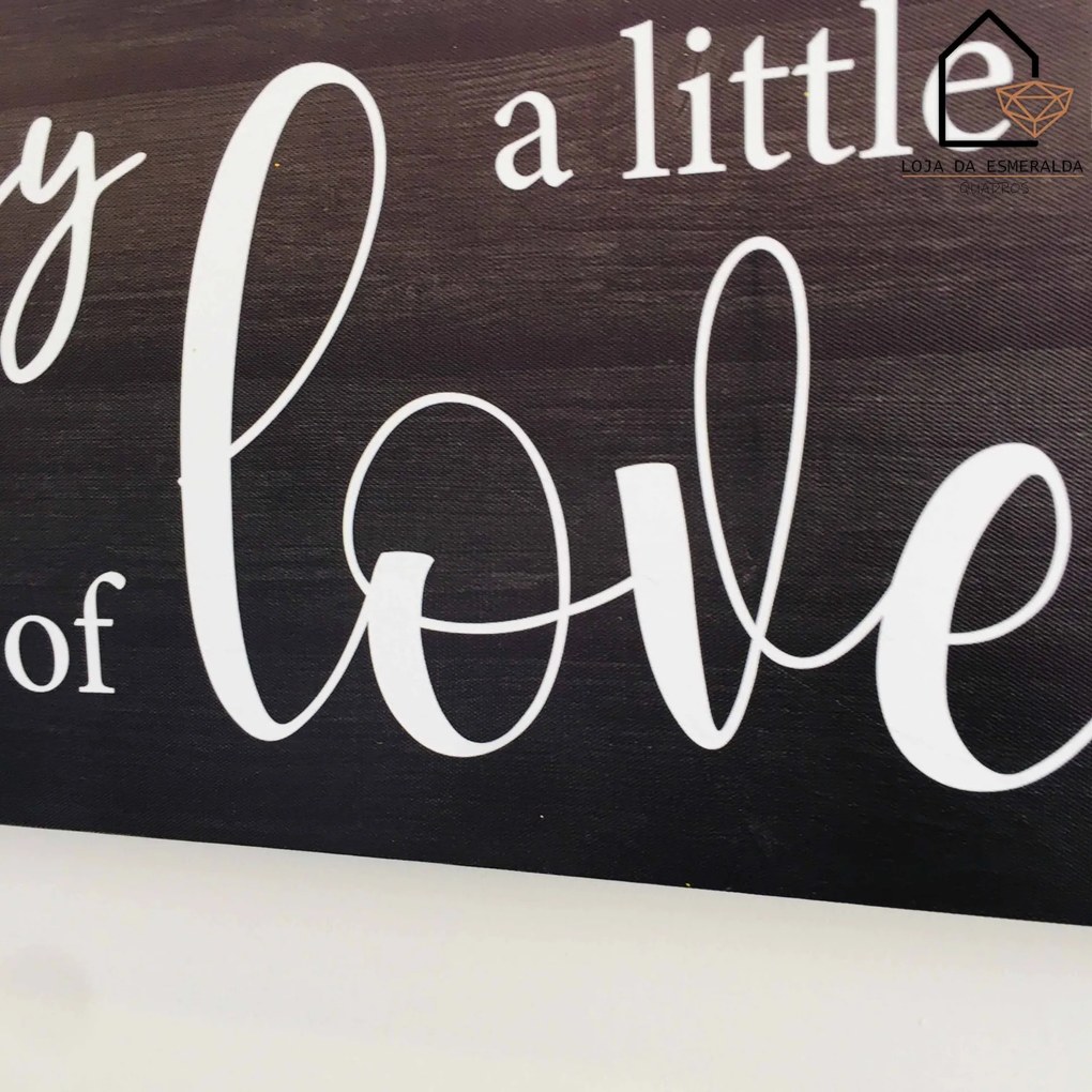 Tela Decorativa com Dizeres | Preto - 100x2x40CM