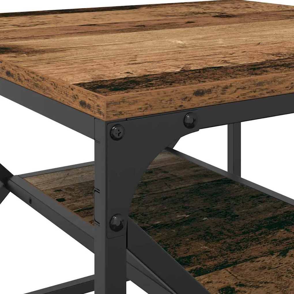 Mesa de centro vidaXL com prateleira em madeira envelhecida 51x50x40 c