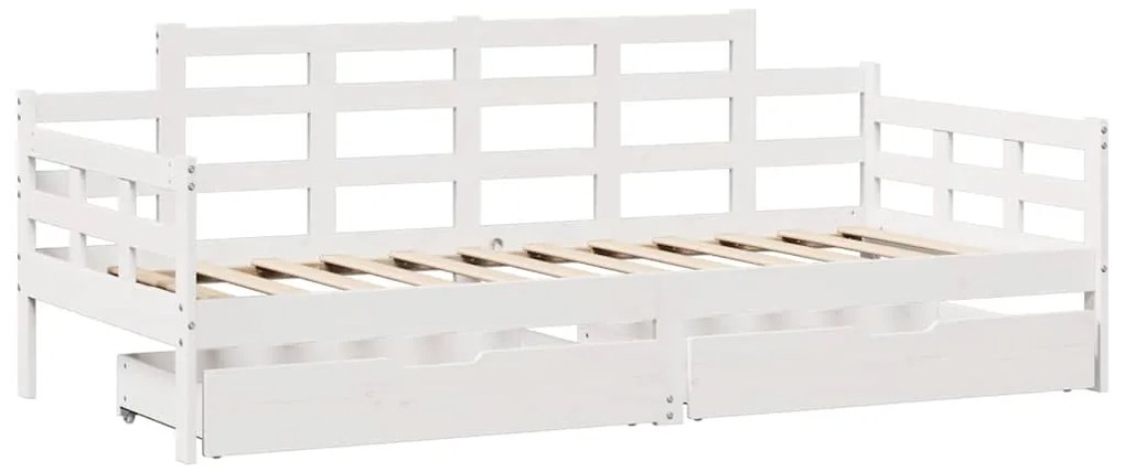 Sofá-cama c/ gavetas 90x200cm madeira de pinho maciça branco