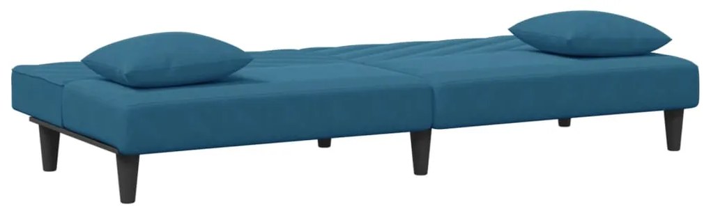 2 pcs conjunto de sofás com almofadas veludo azul