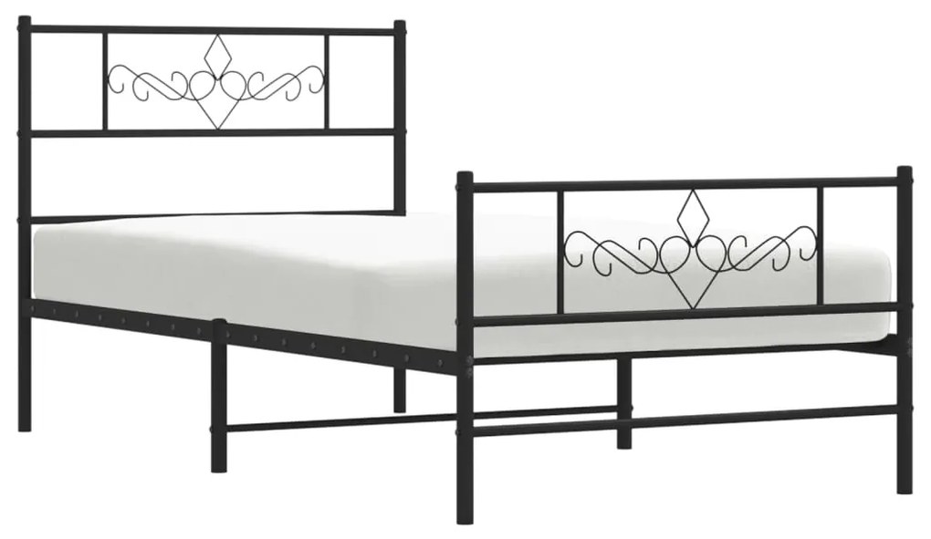 Estrutura de cama com cabeceira e pés 80x200 cm metal preto