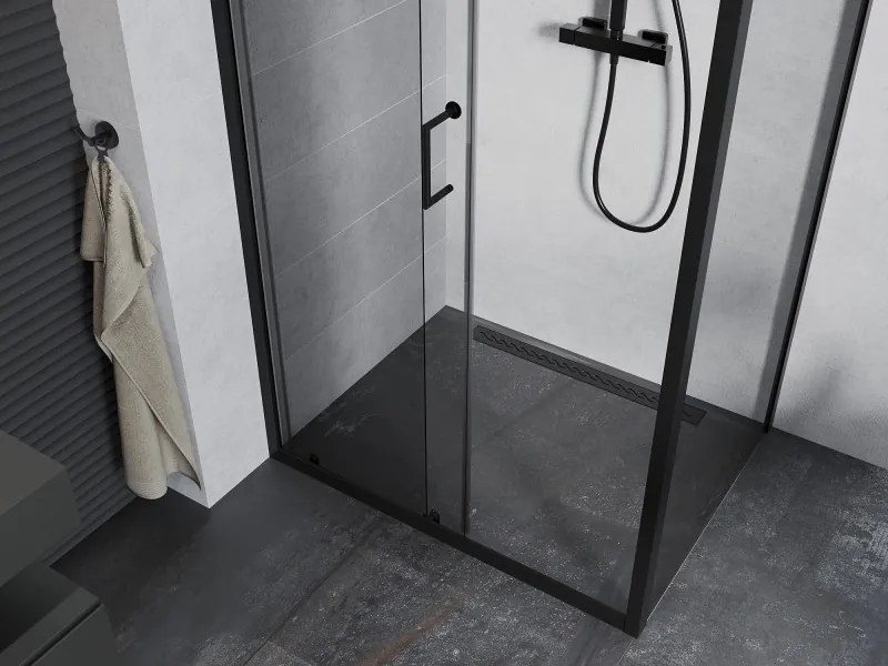 Mexen Apia cabine de duche de correr 100 x 80 cm, transparente, preta - 840-100-080-70-00