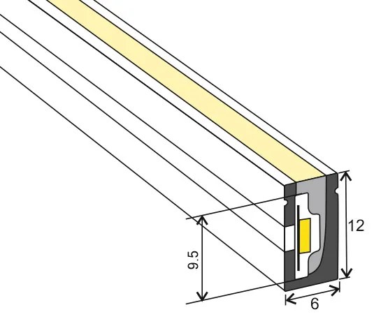 Led NEON Flex, 6x12mm, DC24V, 240Led/m, CCT, 5m, 90W, IP67 Branco duplo