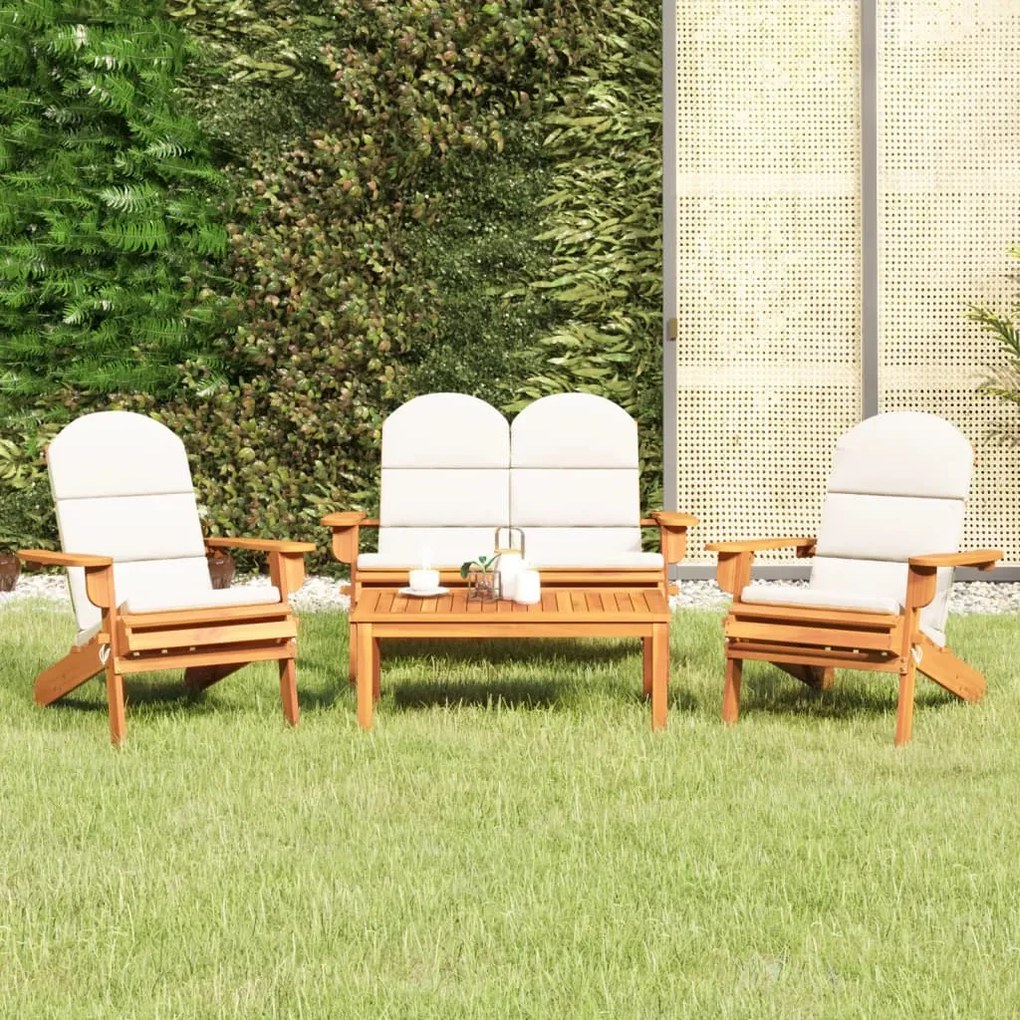 vidaXL 4 pcs conjunto lounge de jardim Adirondack acácia maciça