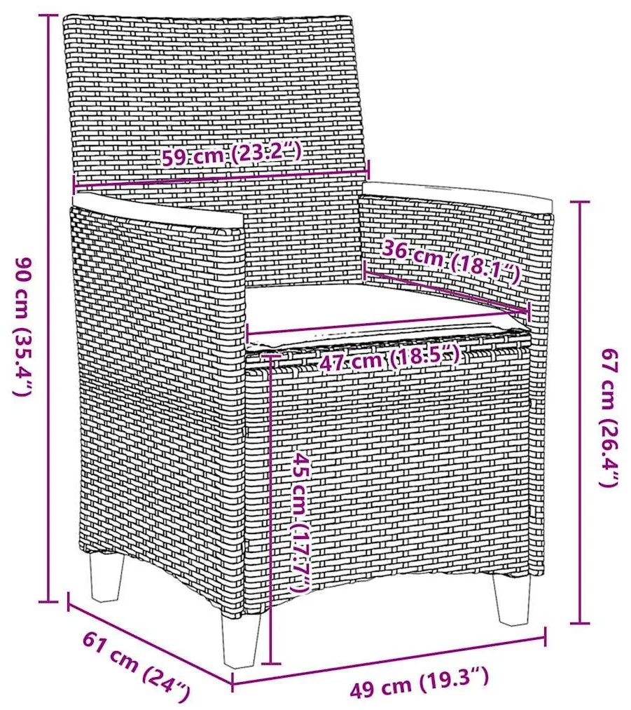 Conjunto de Jantar de Jardim de 5 Peças com Almofadas Pretas de Rattan