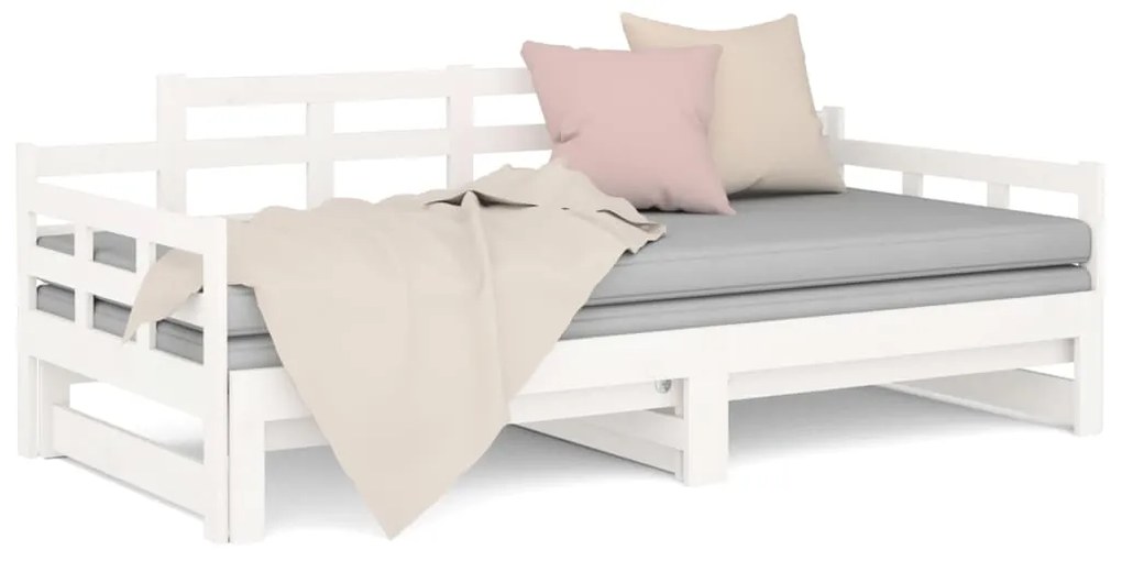 Estrutura sofá-cama de puxar pinho maciço branco 2x(90x190) cm