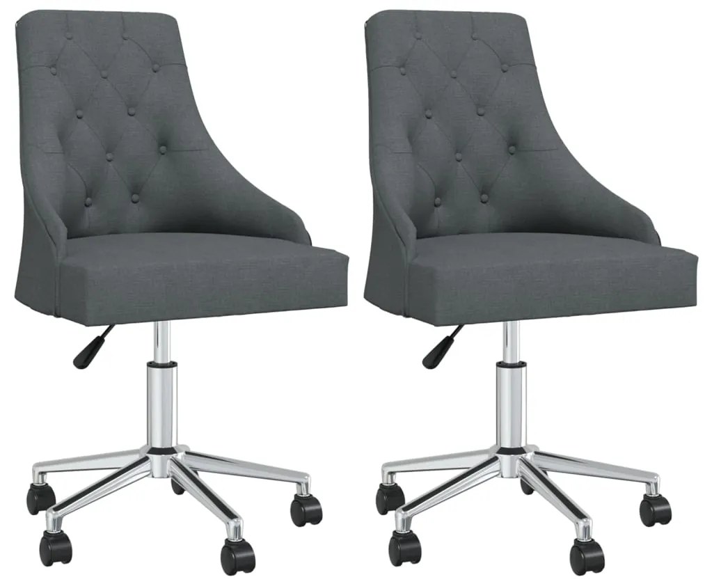 vidaXL Cadeiras de jantar giratórias 2 pcs tecido cinzento-escuro