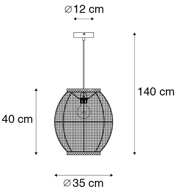 Candeeiro de suspensão oriental castanho 35 cm - ROB Oriental