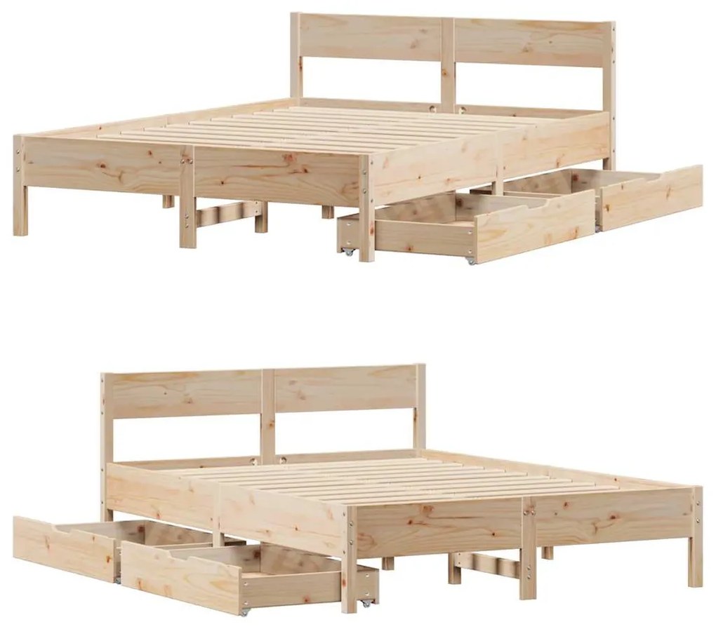 Cama sem colchão 135x190 cm madeira de pinho maciça