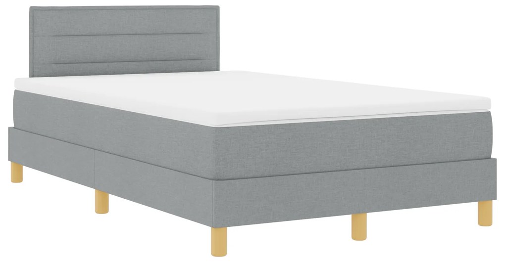 Cama Box Spring com Colchão Cinza Claro 120x200 cm Tecido