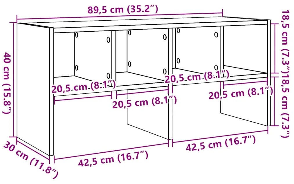 Sapateira empilháveis 89,5x30x40 cm cinzento sonoma