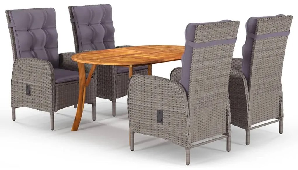 vidaXL 5 pcs conjunto de jantar para jardim cinzento