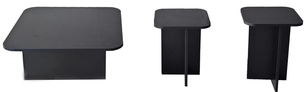 Conjunto de Mesas de Café Blues – Preto – 40x50x40 cm / 40x55x40 cm /