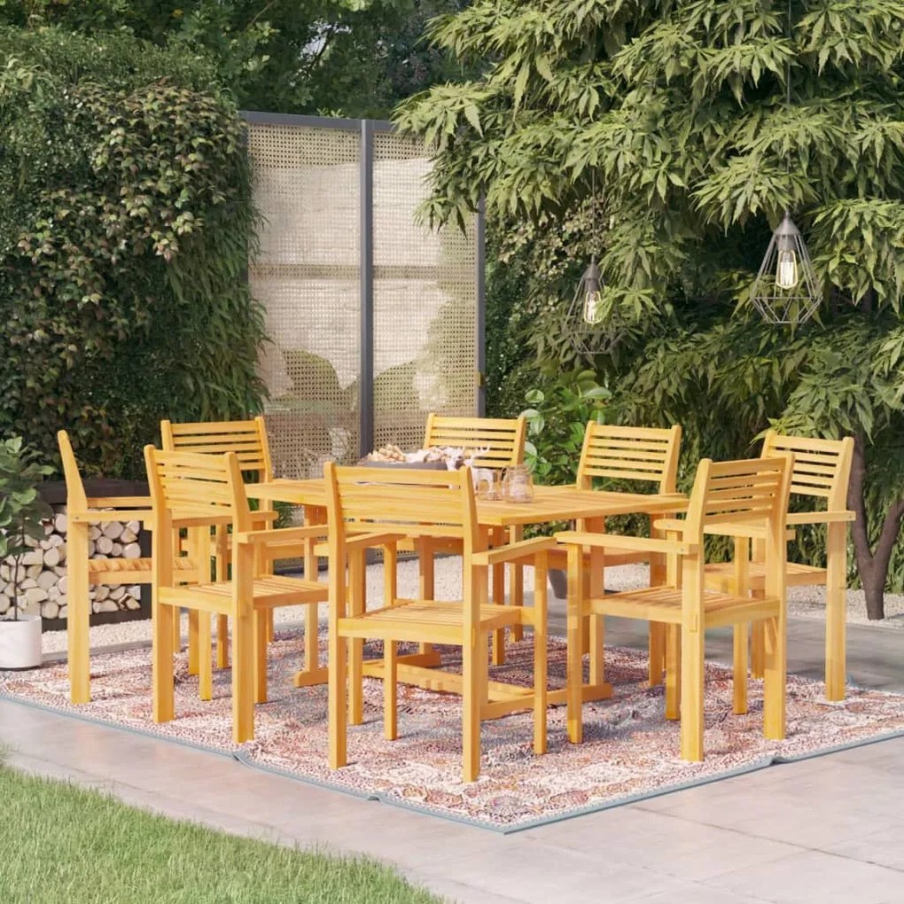 vidaXL 9 pcs conjunto de jantar para jardim madeira de teca maciça