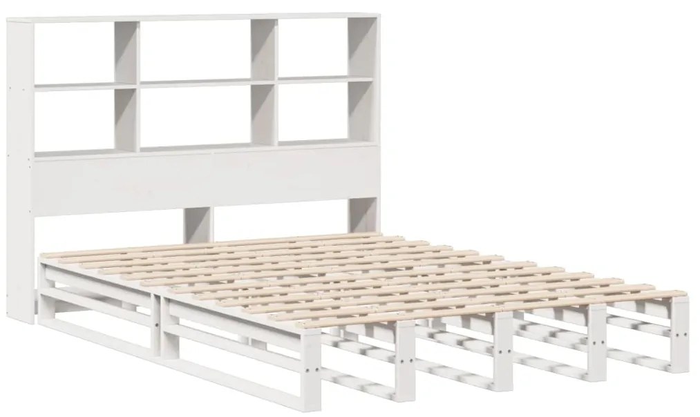 Cama com estante sem colchão 120x200 cm madeira maciça branco