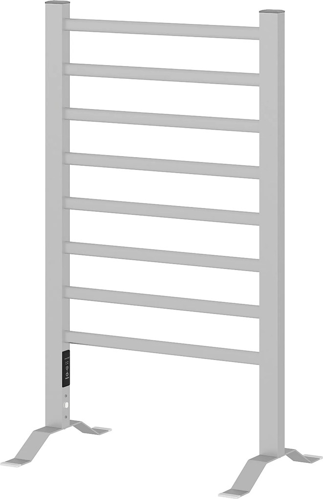 Toalheiro Elétrico de Parede ou Solo 150 W com Função de Temporizador e 8 Barras para Casa de Banho 53x35x90 cm Prata