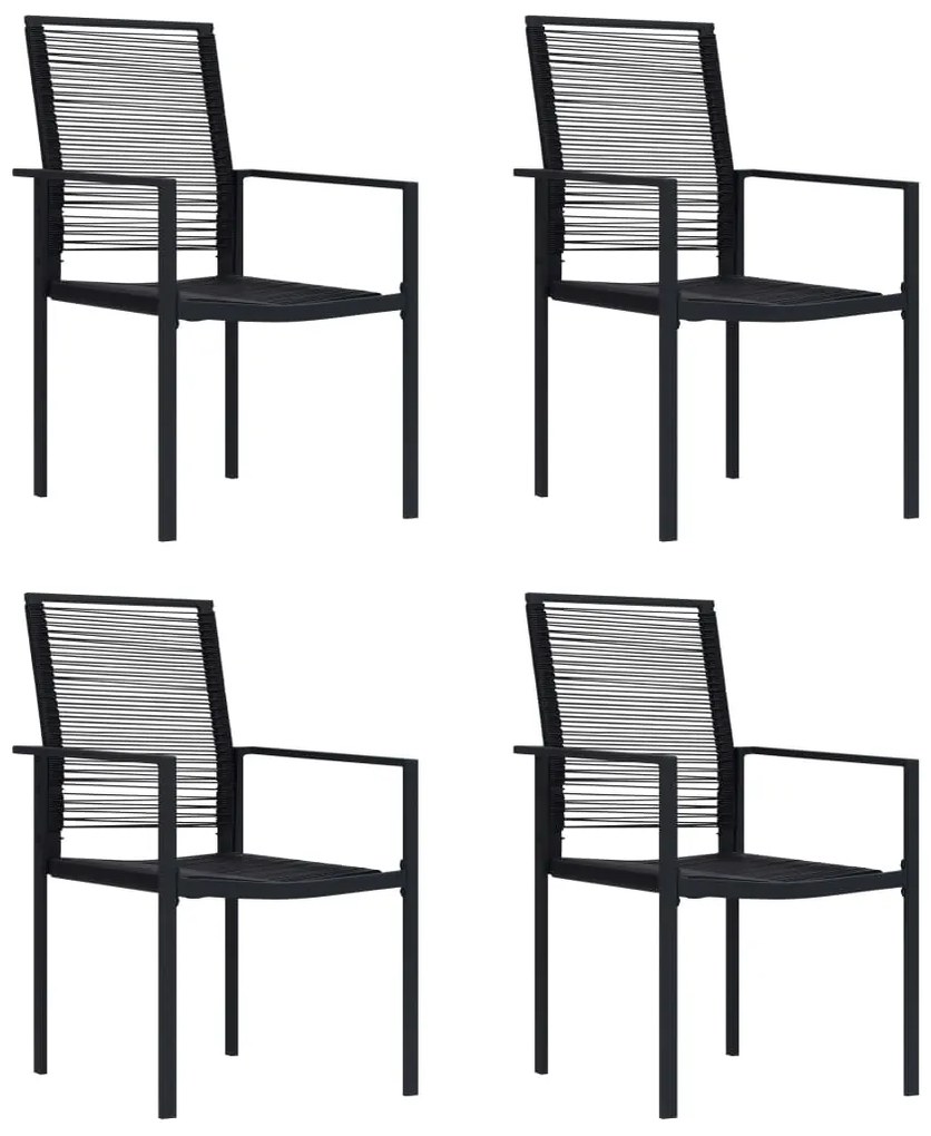 vidaXL Cadeiras de jardim 4 pcs vime de PVC preto