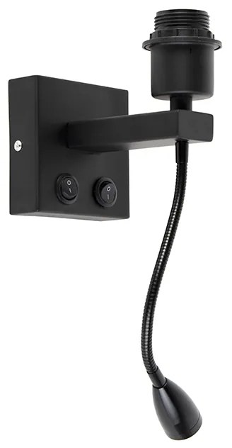 Candeeiro de parede moderno preto com braço flexível - Brescia Combi