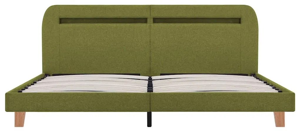 Estrutura de cama com LED sem colchão 150x200 cm tecido verde