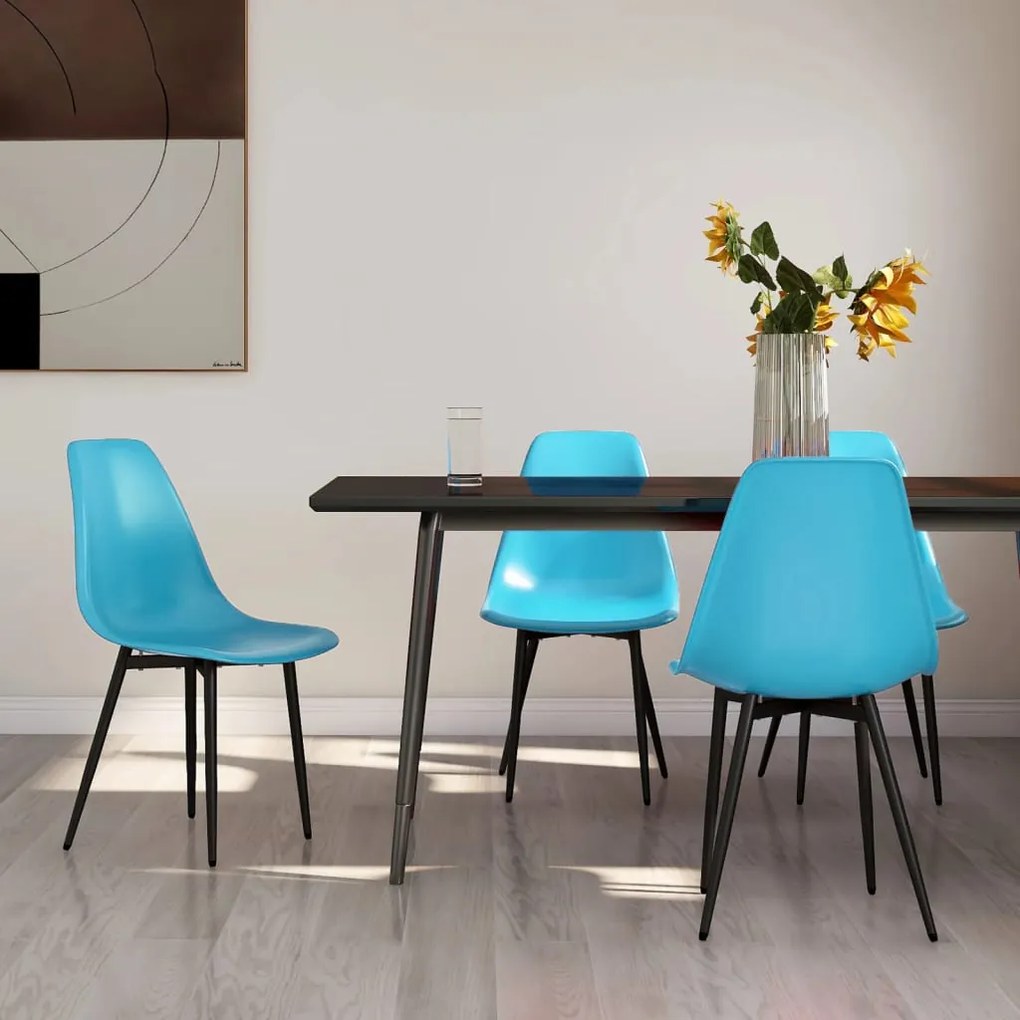 vidaXL Cadeiras de jantar 4 pcs PP azul