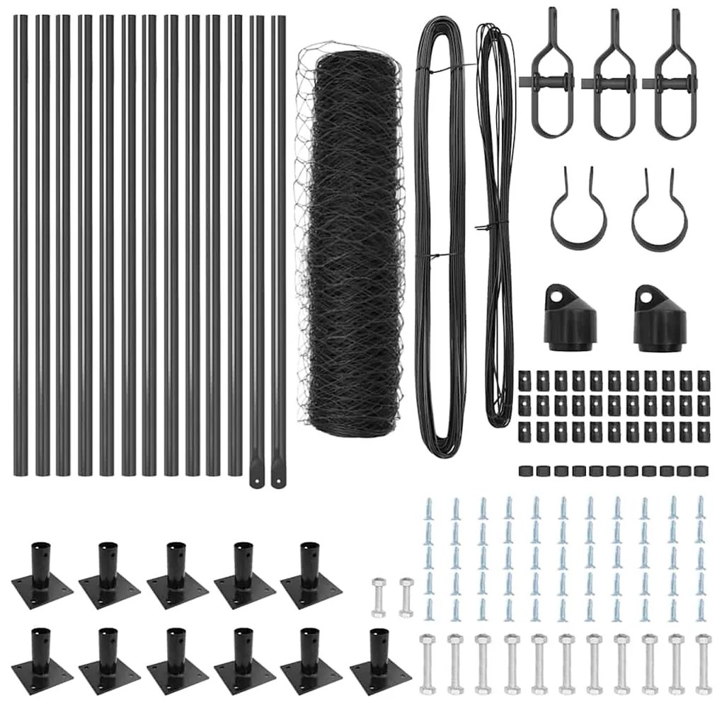 Conjunto de Cercas Conjunto de 2 Cinza Aço 25 x 0.5 m Durável