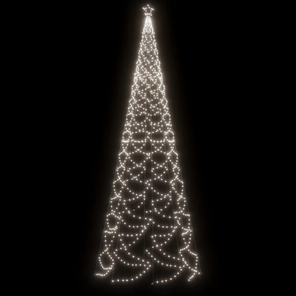 Árvore de Natal c/ poste metal 1400 luzes LED 5 m branco frio