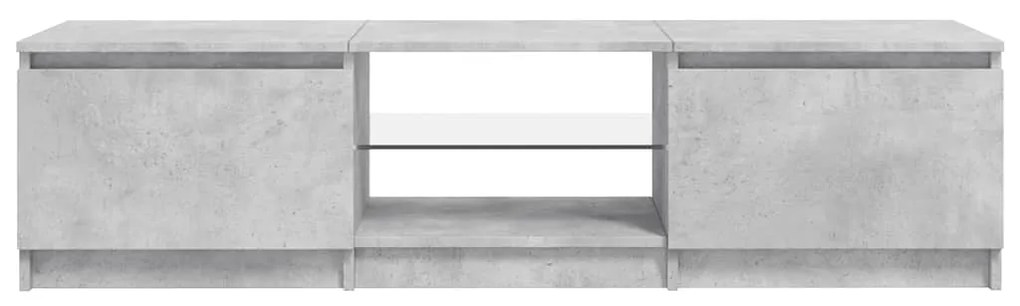 Móvel de TV com luzes LED 140x40x35,5 cm cinzento cimento