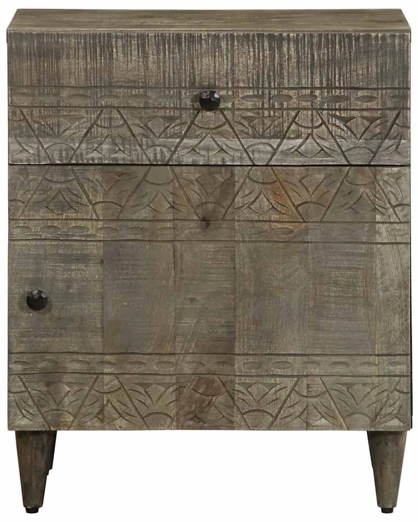 Mesa de cabeceira cinzento claro 50x33x60 cm