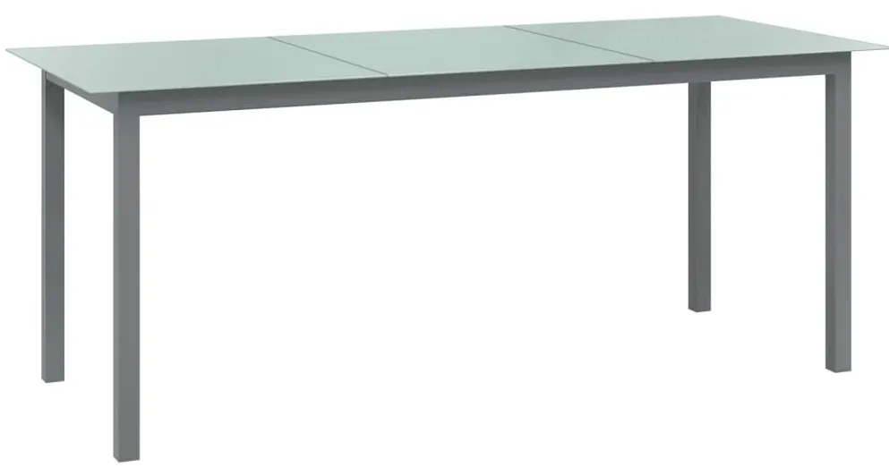 vidaXL Mesa de jardim em alumínio e vidro 190x90x74 cm cinzento-claro