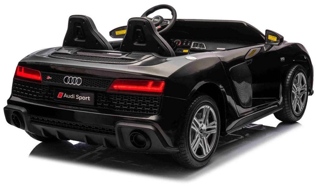 Carro elétrico para crianças Audi R8 SPYDER Dois lugares 24V, leitor MP3 com USB/AUX e Bluetooth, bateria 24V/14Ah, 2 motores de 200W, rodas EVA com s