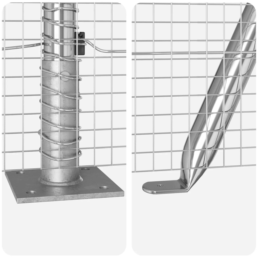 Conjunto de Poste de Cerca Conjunto de 2 Aço galvanizado 25 x 0.5 m