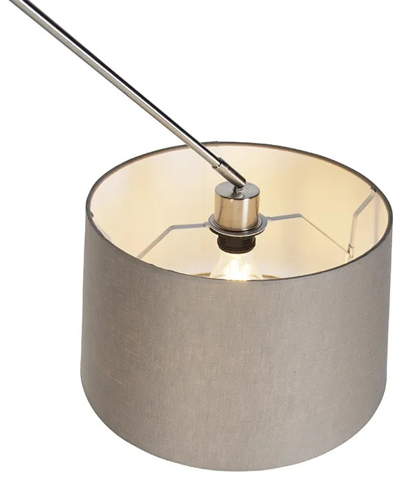 Candeeiro de suspensão em aço com cúpula em linho bege 35 cm - Blitz Country / Rústico