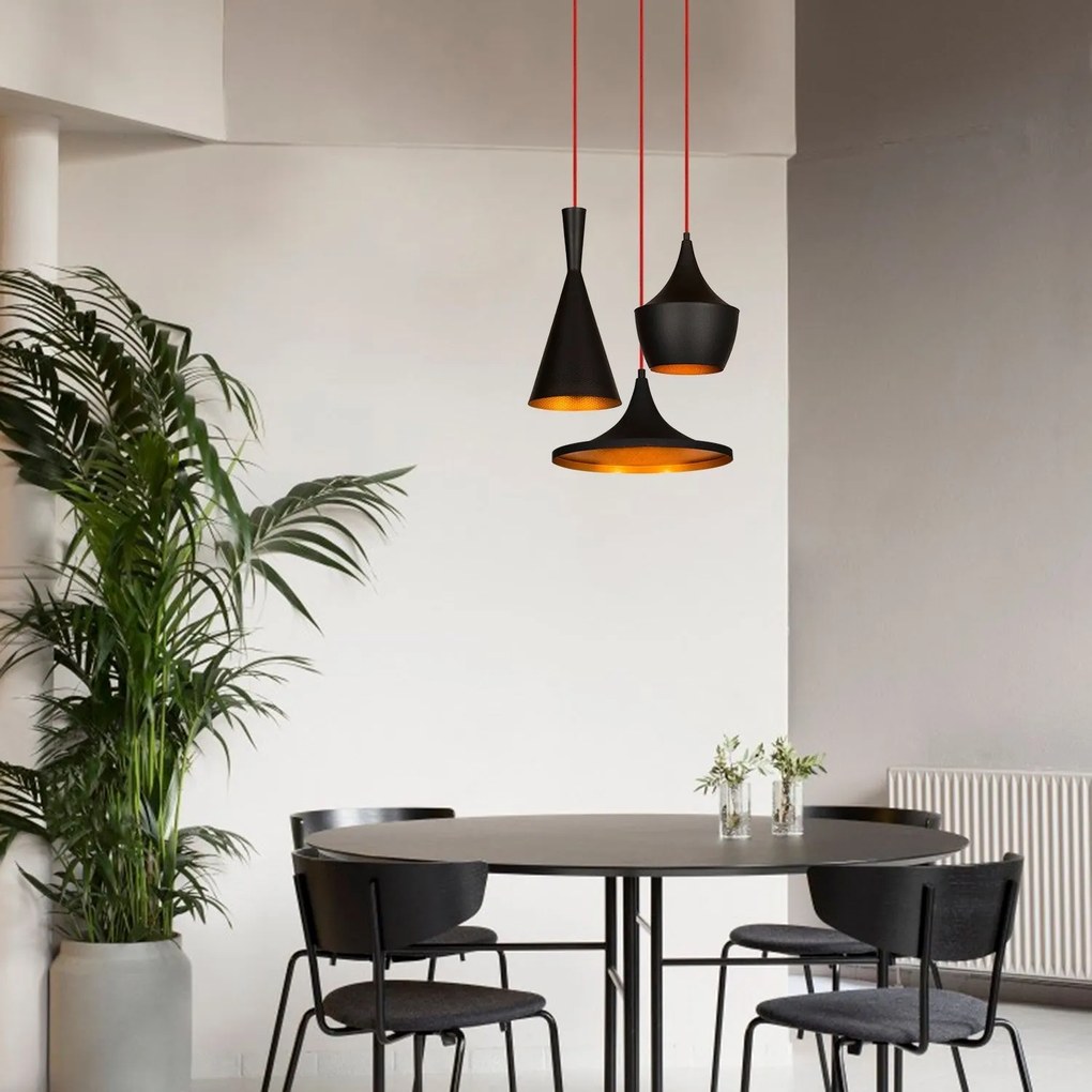 Chandelier Elmas – Preto e Ouro – Diâmetro 51 cm x Altura 130 cm
