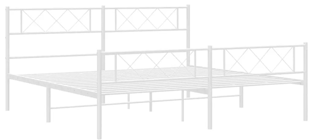 Estrutura de cama com cabeceira e pés 193x203 cm metal branco