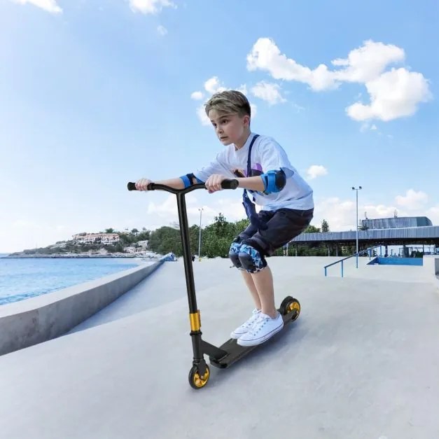 Trotinete de acrobacias para crianças com mais de 10 anos Trotinete profissional com 2 rodas e plataforma de alumínio Carga 100kg Preta