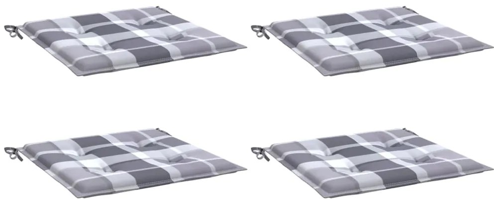 Almofadões cadeiras jardim 4pcs tecido oxford xadrez cinzento