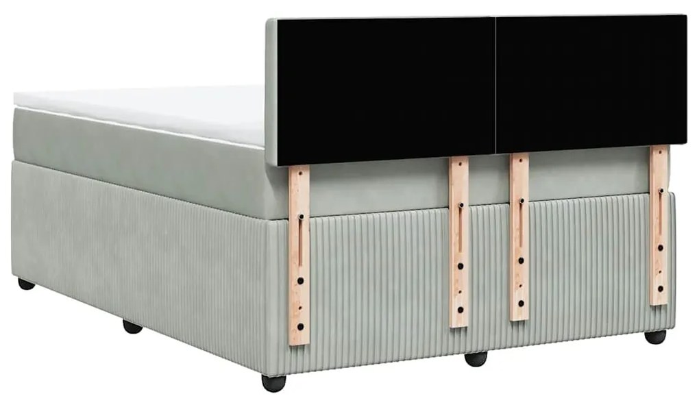 Cama com molas/colchão 140x190 cm veludo cinzento-claro