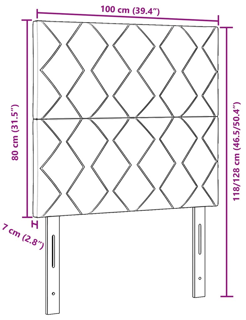 Cabeceira vidaXL Design Blocos de Diamante Preta 100 cm Veludo, Cabece