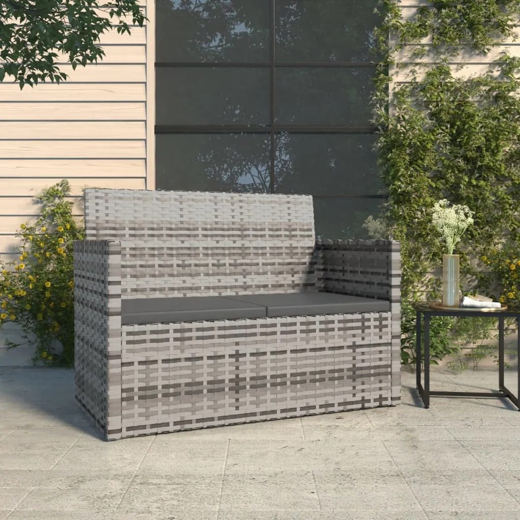 vidaXL Banco de jardim com almofadões 105 cm vime PE cinzento