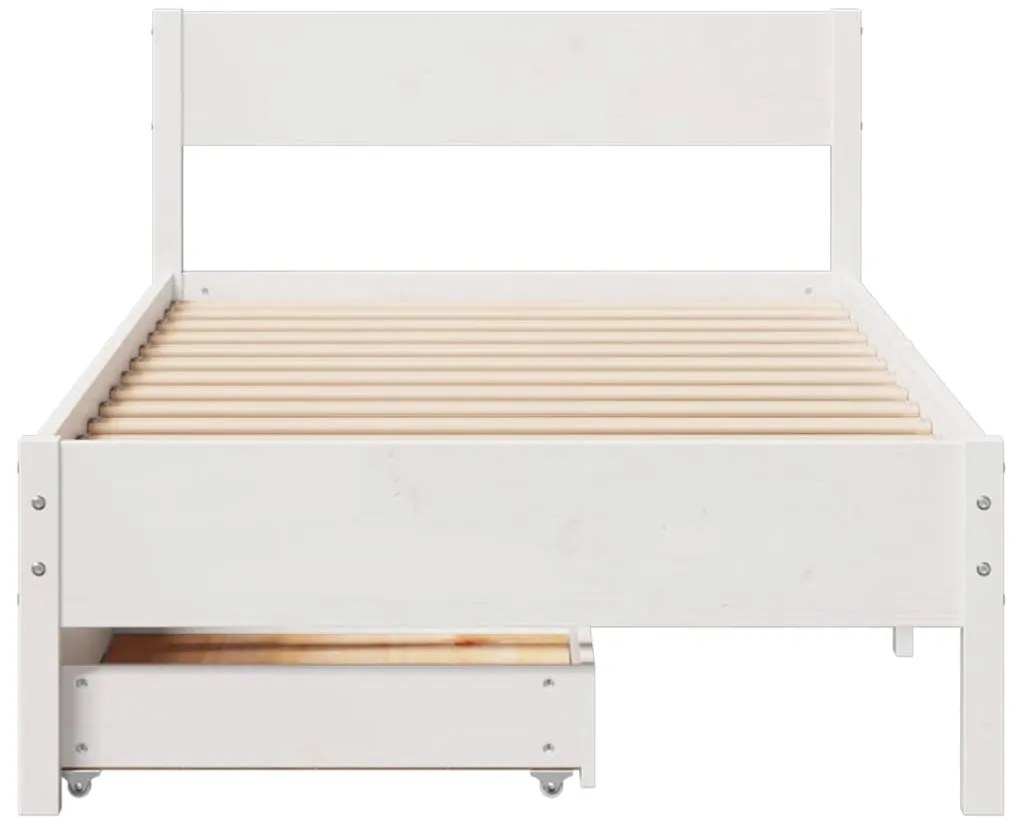 Cama sem colchão 90x190 cm madeira de pinho maciça branco