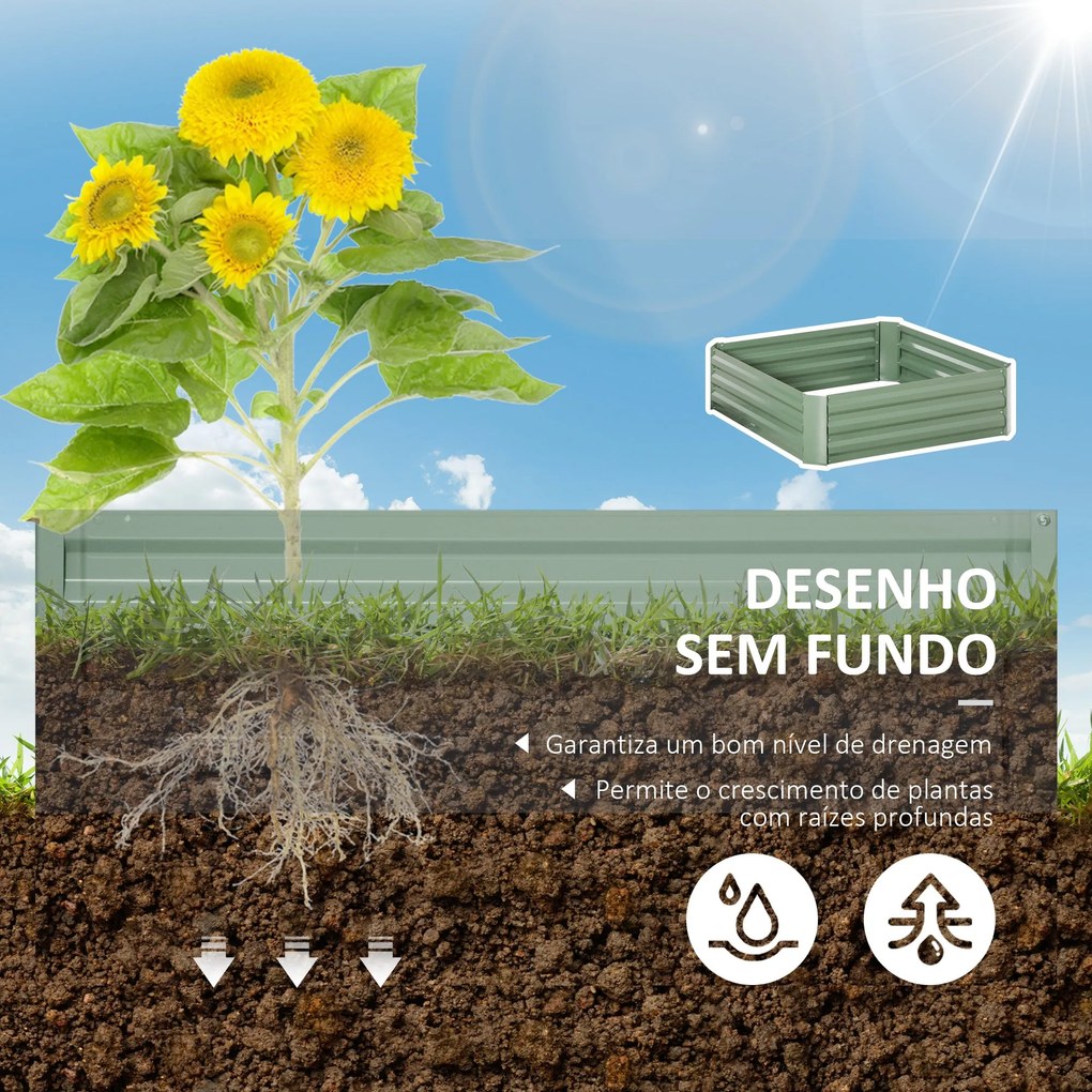 Conjunto de 2 Caixas de Plantio de Aço Caixa de Plantio Quadrada para