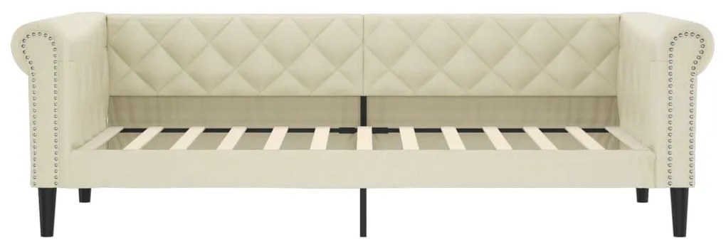 Sofá-cama 100x200 cm couro artificial cor creme