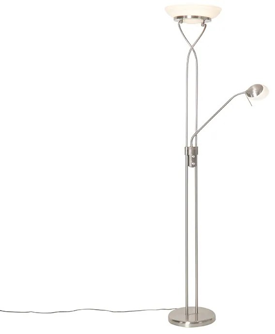 Candeeiro de pé em aço com LED e dimmer com luz de leitura - Empoli Moderno