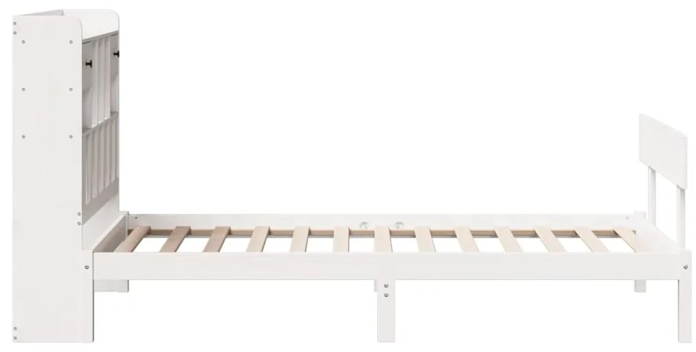 Cama com estante sem colchão 75x190 cm pinho maciço branco