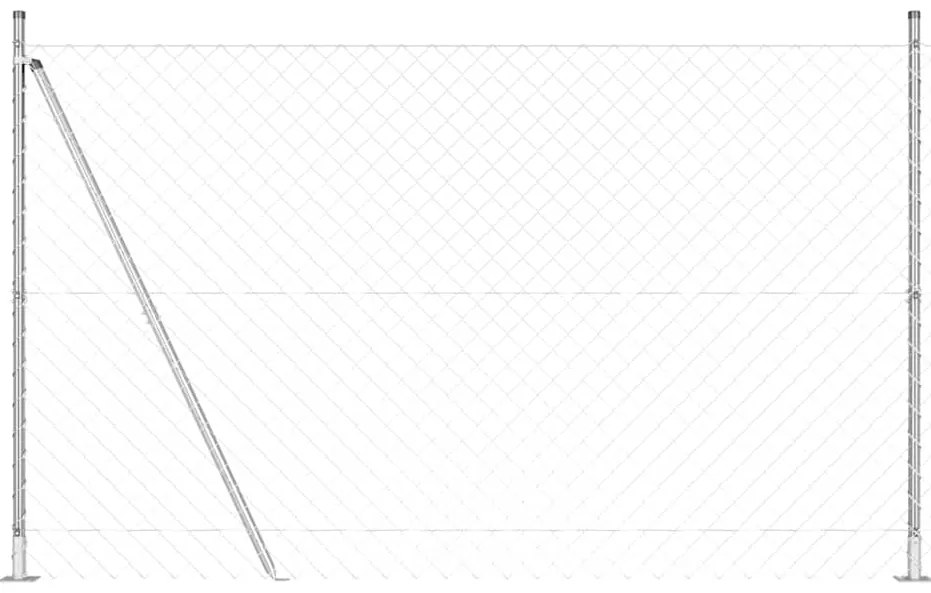 Conjunto de Postes de Cerca Prateado Largo Aço Galvanizado