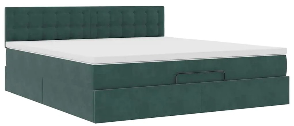 Estrutura de cama otomana com colchão 160x200 cm verde escuro