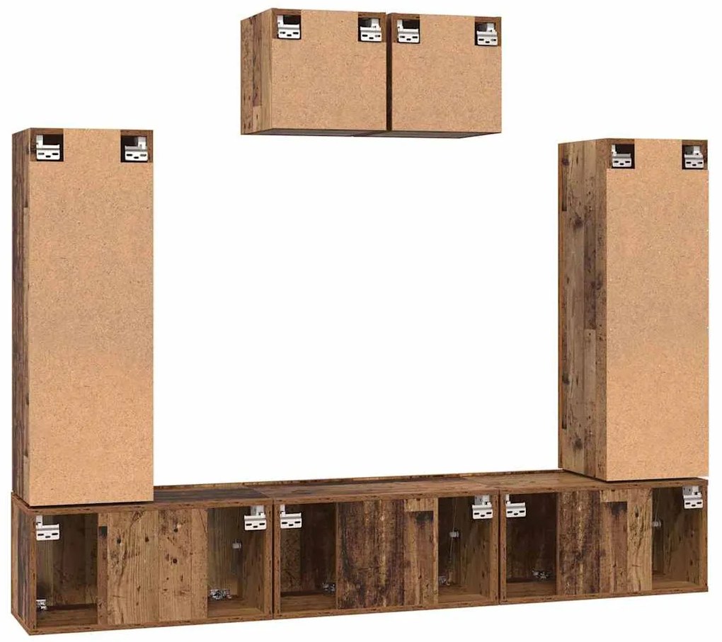 Conjunto de móvel de TV 7 pcs Madeira Antiga 180 x 30 x 120 cm
